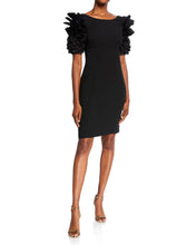 Load image into Gallery viewer, Dramatic Rosette Crepe Sheath Dress