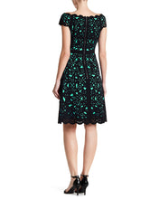 Load image into Gallery viewer, Off the Shoulder Laser Cutting Dress in Black/Mint