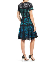 Load image into Gallery viewer, Colorblocked Laser Cut Dress in Teal