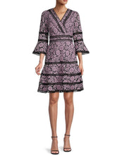 Load image into Gallery viewer, Surplice Neckline Bell-Sleeve Lace Dress - Dusty Pink