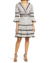 Load image into Gallery viewer, Surplice Neckline Bell-Sleeve Lace Dress - White