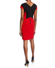 Load image into Gallery viewer, Colorblocking V-neck Crepe Sheath Dress