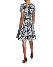 Load image into Gallery viewer, Black/White Applique Fit and Flare Dress
