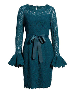 Ruffle Sleeve Lace Dress in Azure Blue