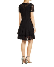 Load image into Gallery viewer, Short Sleeve Ruffle Lace Dress in Black
