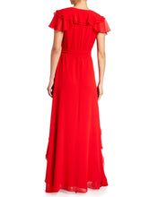 Load image into Gallery viewer, V-Neck Ruffle Georgette Gown Red - 2