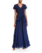 Load image into Gallery viewer, V-Neck Ruffle Georgette Gown Blue - 1