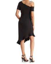 Load image into Gallery viewer, FOCUS BY SHANI - Crystal Bow Ruffle Hem Dress