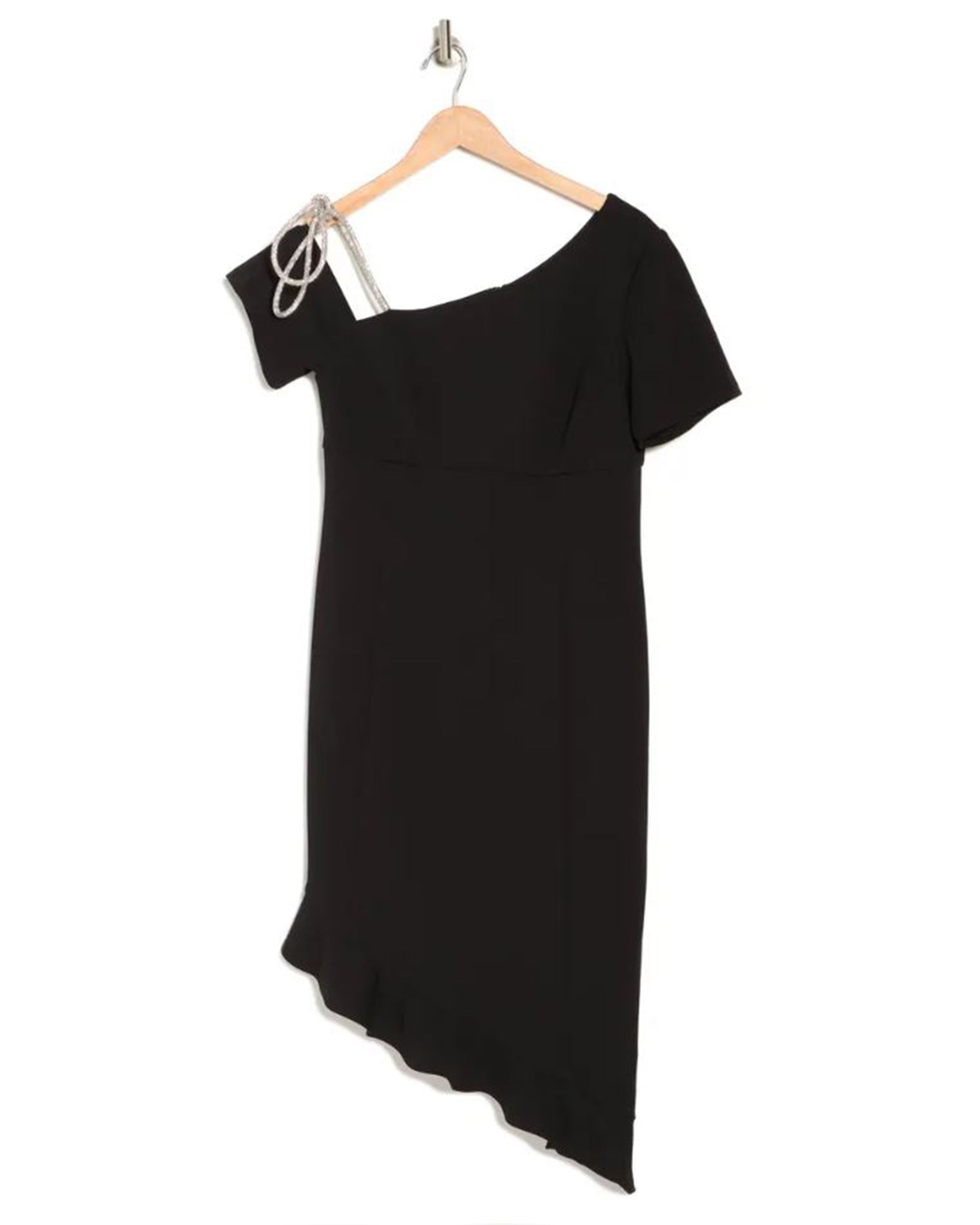 Focus by Shani Crystal Bow Asymmetric Ruffle Hem Dress Focus by Shani Crystal Bow Asymmetric Ruffle Hem Dress