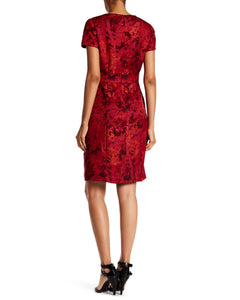 Shani Women's Jacquard Bow Detail Dress in Red Shani Women's Jacquard Bow Detail Dress in Red