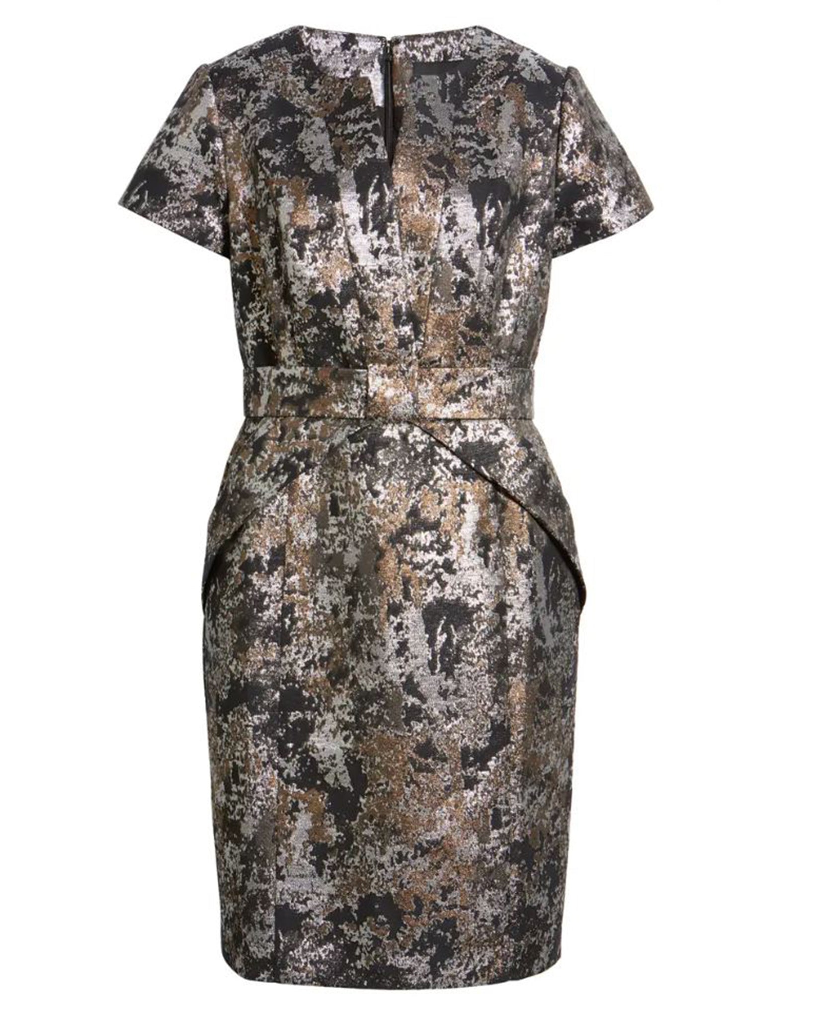 Shani Women's Jacquard Sheath Dress - Black Gold - Size 16 Shani Women's Jacquard Sheath Dress - Black Gold - Size 16