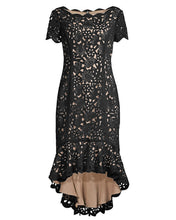 Load image into Gallery viewer, Hi-Lo Laser Cutting Dress in Black/Nude