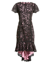 Load image into Gallery viewer, Hi-Lo Laser Cutting Dress in Black/Pink