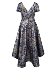 Load image into Gallery viewer, High-Low Jacquard Dress - Black/Gold