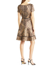 Load image into Gallery viewer, Jacquard Gold Fit and Flare Dress