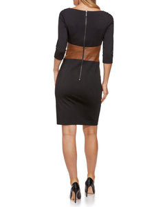 FOCUS by Shani - Ponte Knit Dress With Leather Waistband