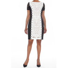 Load image into Gallery viewer, FOCUS by SHANI - Short Sleeve Laser Cut Sheath Dress