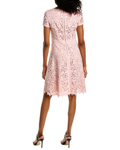 FOCUS by Shani - Laser Cut Fit and Flare Dress - PALE PINK