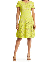 Load image into Gallery viewer, FOCUS by Shani - Laser Cut Fit and Flare Dress - CITRON