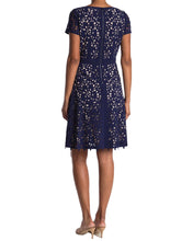 Load image into Gallery viewer, FOCUS by Shani - Laser Cutting Fit and Flare Dress - NAVY