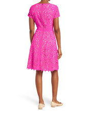 Load image into Gallery viewer, FOCUS by Shani - Laser Cut Fit and Flare Dress - HOT PINK