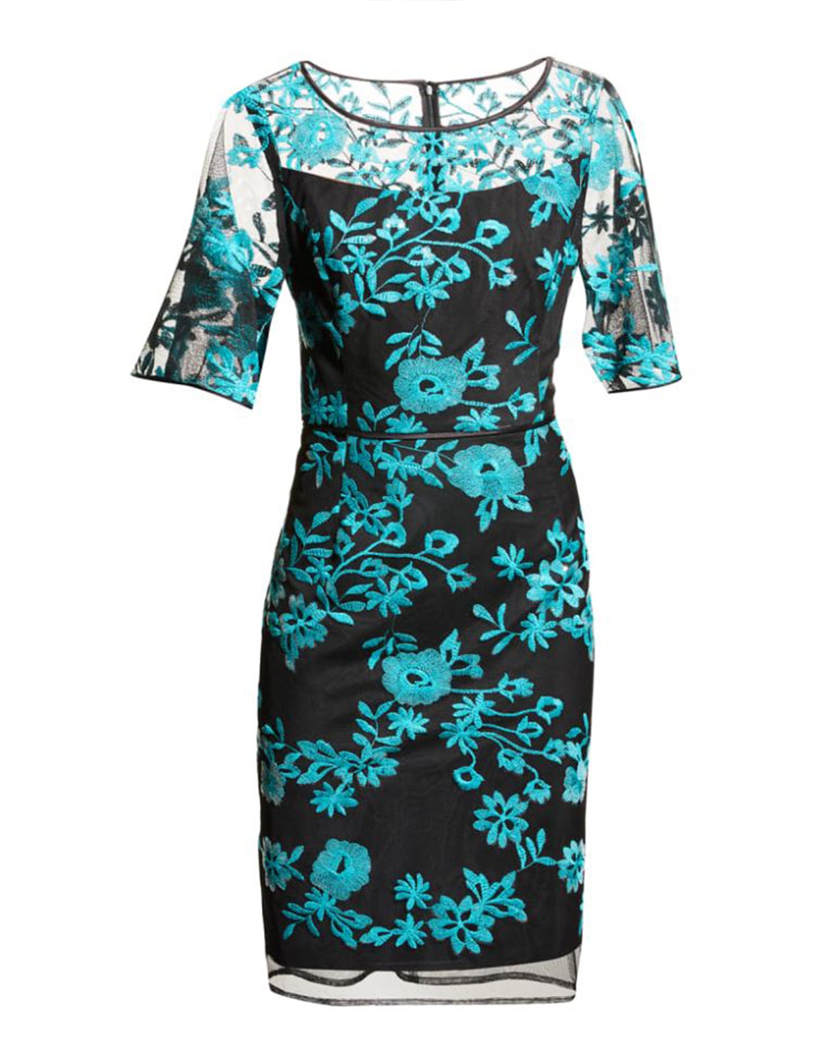 Shani Women's Novelty Embroidered Illusion Dress - Black Teal - Size 2 Shani Women's Novelty Embroidered Illusion Dress - Black Teal - Size 2