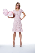 Load image into Gallery viewer, FOCUS by Shani - Laser Cut Fit and Flare Dress - PALE PINK