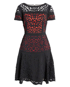 Shani Fit and Flare Colorblocked Laser Cutting Dress - Black - 12 Shani Fit and Flare Colorblocked Laser Cutting Dress - Black - 12