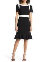 Load image into Gallery viewer, Colorblocking Crepe Dress with Flounce Detail