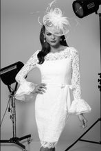 Load image into Gallery viewer, Ruffle Sleeve Lace Sheath Dress